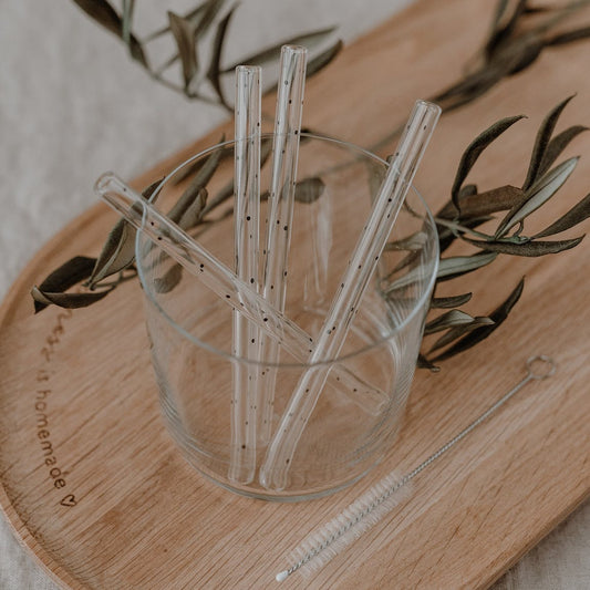Short Dotty Glass Straws