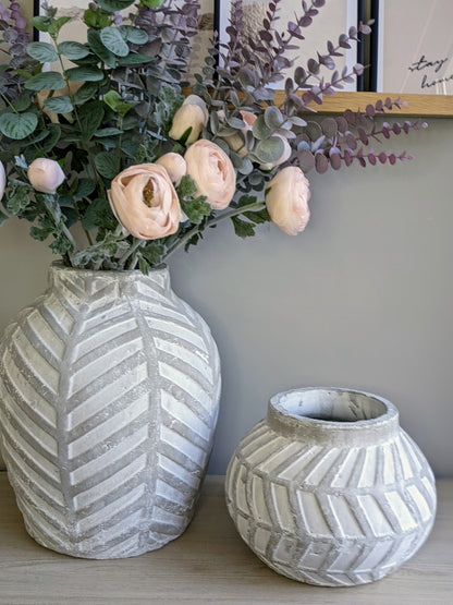 Bloomville Stone Chevron Vase