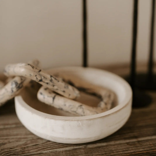 Whitewash Wooden Bowl