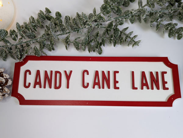 Candy Cane Lane Block Sign