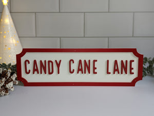 Candy Cane Lane Block Sign