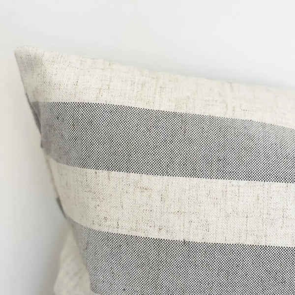 Striped Grey and Cream Rectangular Cushion Cover