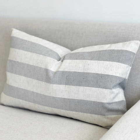Striped Grey and Cream Rectangular Cushion Cover