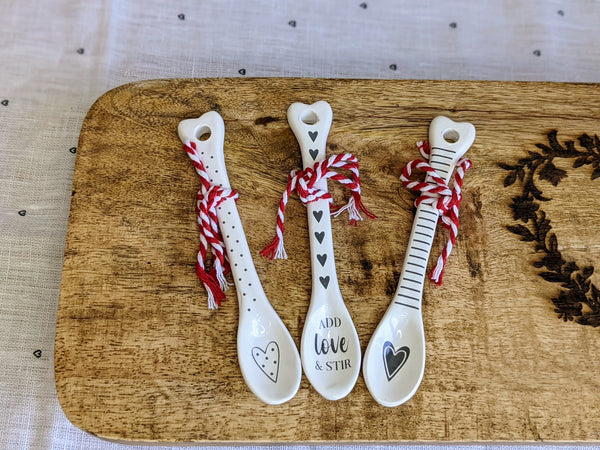 Set of 3 Grey and White Spoons