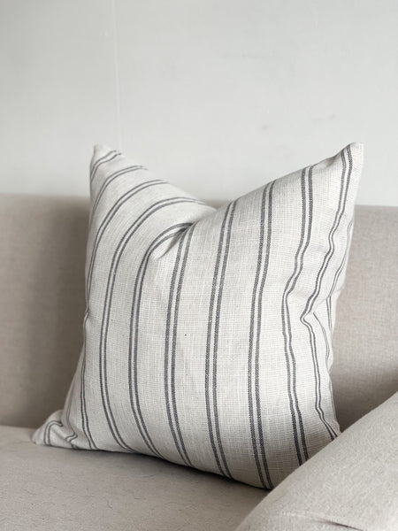 Charcoal Striped Cushion Cover