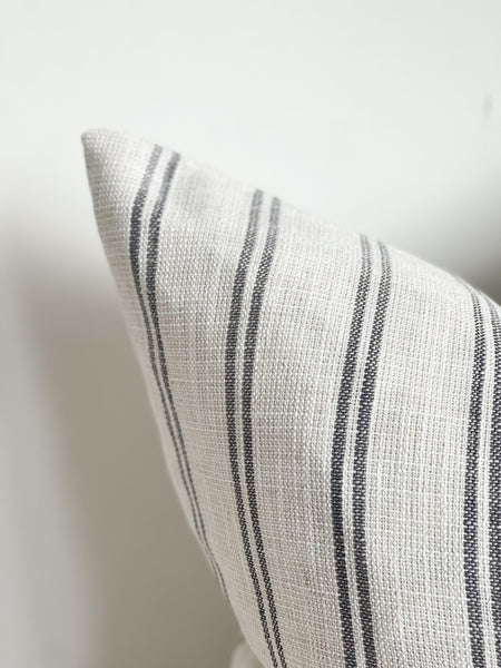 Charcoal Striped Cushion Cover
