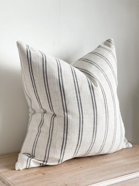 Charcoal Striped Cushion Cover