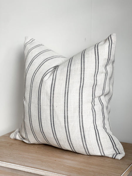 Charcoal Striped Cushion Cover