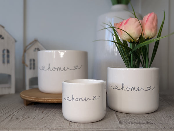 Set of 3 Ceramic 'Home' Pots
