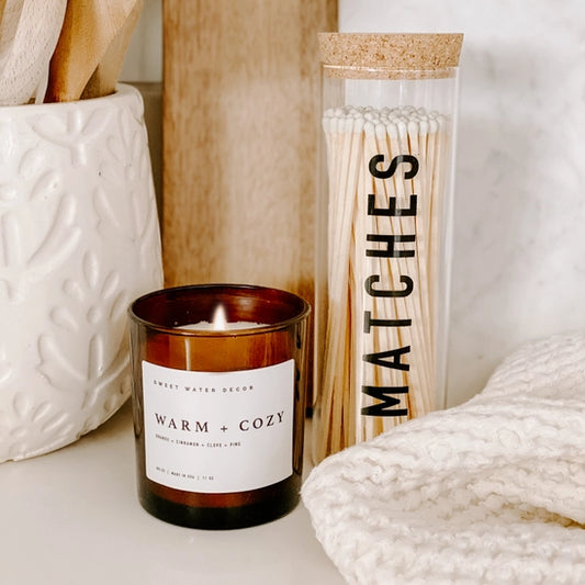 Large White Matchstick Jar