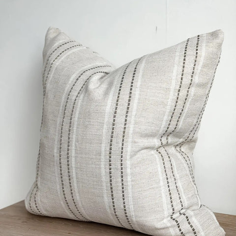 Linen Blend Light Beige Stripe Cushion Cover