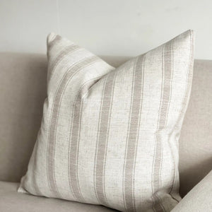 Linen Blend Oatmeal Stripe Cushion Cover