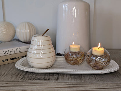 Pampas Filled Tea Light Holder
