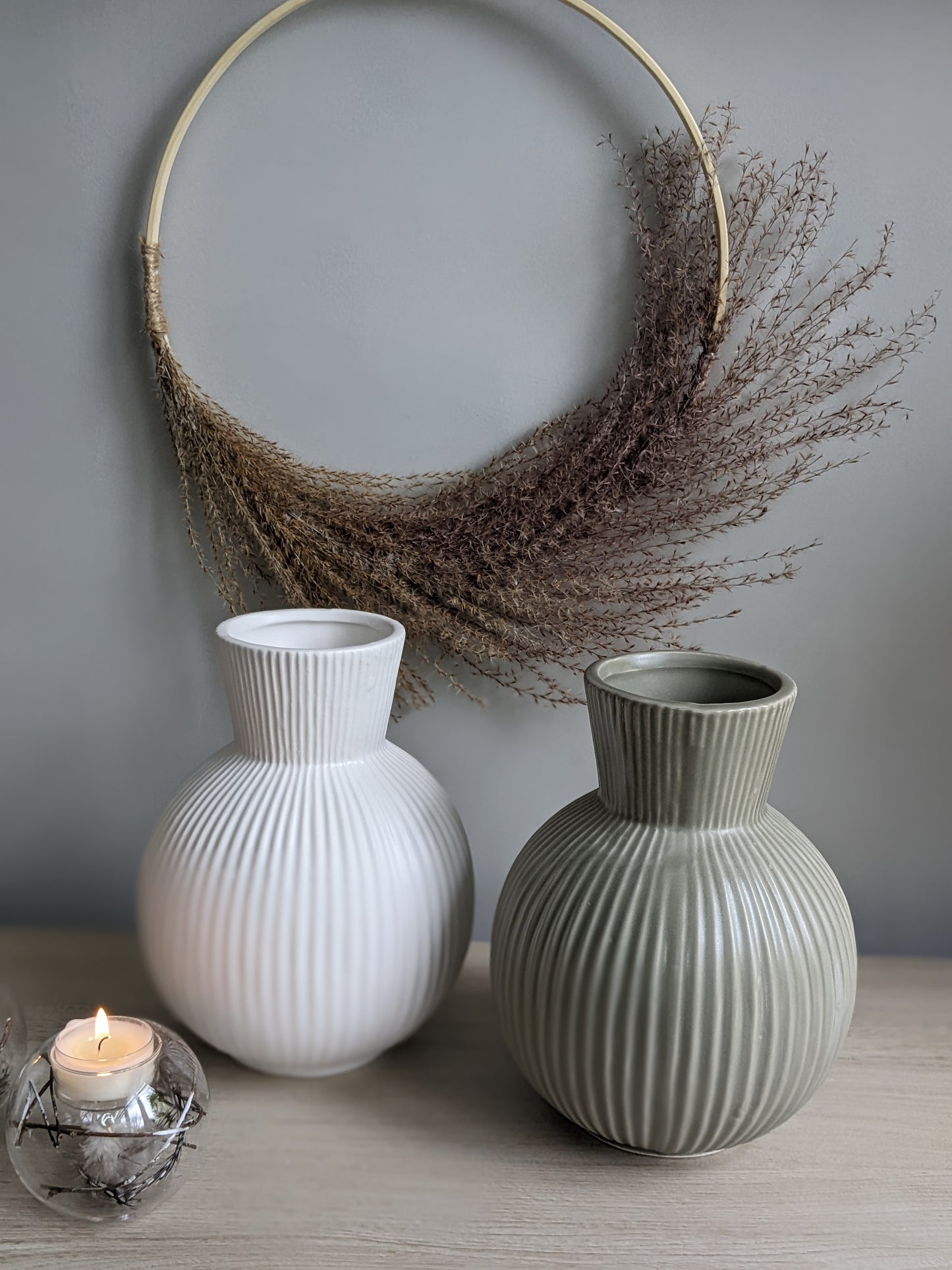 Ribbed Stone Vases