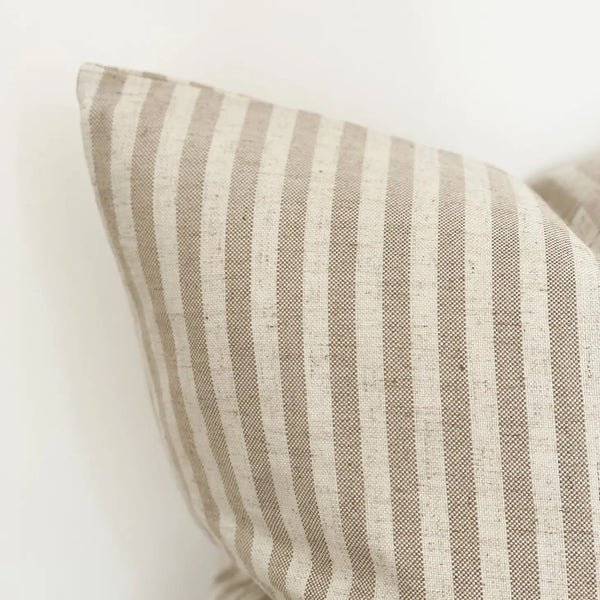 Linen Blend Striped Beige and Cream Cushion Cover