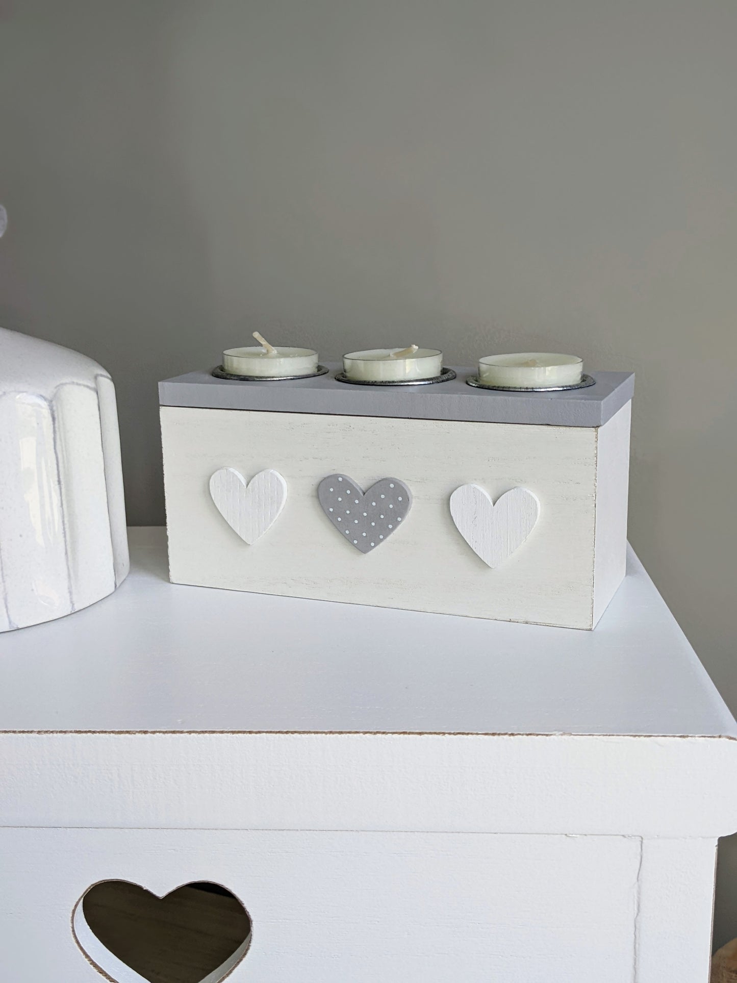 Wooden Heart Triple Tealight Holder
