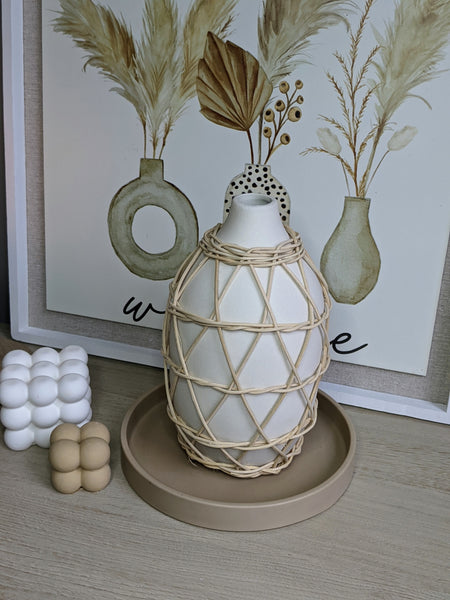Rattan Wrapped Vases