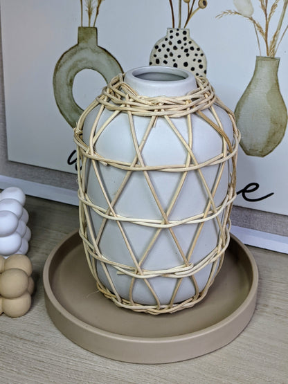 Rattan Wrapped Vases